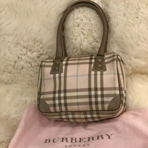 Authentic Burberry Pink Nova Check Boston Bag